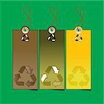 Set of 3 sale tags with recycling  vector illustration