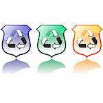 Set of Three High Quality Recycling Icons Vectors