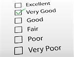 Customer satisfaction survey with the result being 'very good'
