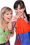 two girl friends with shopping bags