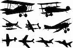 airplane silhouettes - vector