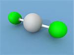 a 3d render of a xenon difluoride molecule