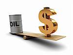 abstract 3d illustration of oil and dollar on scale