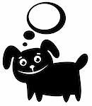 Cartoon black happy dog isolated on a white background.