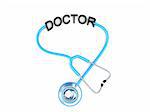 3d stethoscope and doctor text on an isolated background