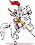 Illustration of a knight on horseback isolated on white