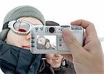 Taking pictures of winter vacation with digital camera