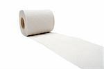 Rolling toilet paper isolated on white