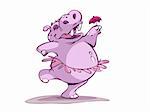 pink ballerina hippo with umbrella