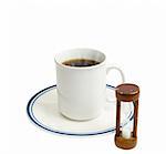 Concept image of a timed coffee break, isolated against a white background