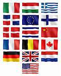 Waving flag of different countries over the world