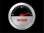 3d illustration of speed meter over black background