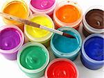watercolor gouache paints set with brush