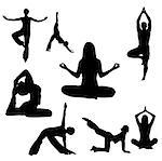 yoga silhouette vector illustration on white background