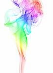 Elegant rainbow smoke pillar isolated at white background