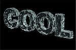 the word cool in ice on black background - 3d illustration