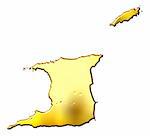 Trinidad and Tobago 3d golden map isolated in white