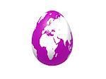 3d violet egg with earth texture over white background, isolated