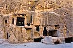 Tombs in Little Petra - Nabataeans capital city (Al Khazneh) , Jordan. Made by digging a holes in the rocks. Roman Empire period.