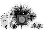 abstract illustration music conceptual, black objects clip art , white isolated