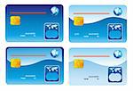 Four Credit cards with chip. fully editable.