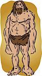 Caveman illustration, sketch of brutish muscular primitive man