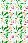 Seamless Floral Pattern with butterflies. Very bright and festive.