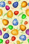 Seamless easter-eggs Pattern with flowers and butterflies
