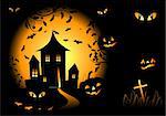 Halloween night background, vector illustration