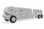 the word service on wheels on white background - 3d illustration