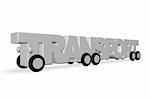 the word transport on wheels on white background - 3d illustration