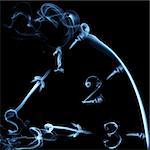 smoky clock on black background