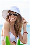 Portrait of beautiful girl having good time on tropical beach