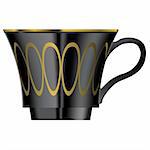 Vector illustration of elegant coffee or teacup in black and gold
