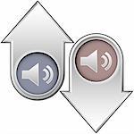 Volume or mute media player icon on up and down arrow buttons