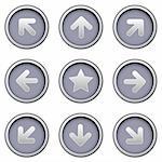 Direction arrow icons on modern vector button set