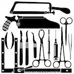 Surgical tool set in silhouette - vector illustrations