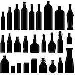Bottles and jars set in vector silhouette