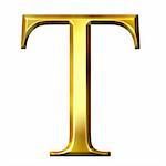 3d golden Greek letter tau isolated in white
