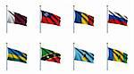 World Flag Set 19 - Qatar, Republic of China, Romania, Russia, Rwanda, Saint Kitts and Nevis, Saint Lucia and Saint Vincent and the Grenadines