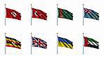 World Flag Set 24 - Tunisia, Turkey, Turkmenistan, Tuvalu, Uganda, United Kingdom, Ukraine, United Arab Emirates