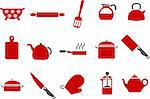 Vector icons pack - Red Series, cooking tools collection