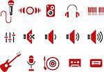Vector icons pack - Red Series, music collection