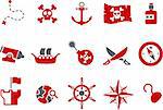 Vector icons pack - Red Series, pirate collection