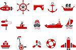 Vector icons pack - Red Series, transport collection