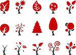 Vector icons pack - Red Series, tree collection