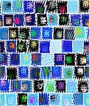 seamless texture of abstracted confetti and guirlandes on blue blocks