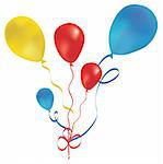 Beautiful red, blue, yellow balloon in the air. Vector illustration.