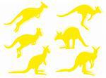 kangaroos in silhouettes in different poses and attitudes
