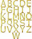 3d golden alphabet isolated in white